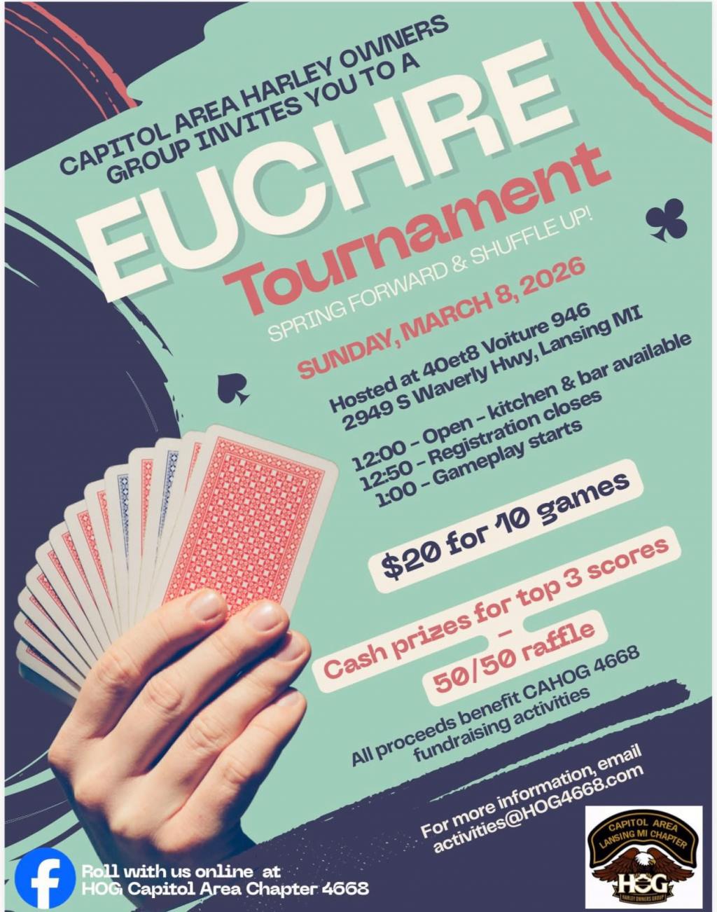 2026.03.08 Euchre Tournament | Capitol Area Chapter #4668 | Lansing ...