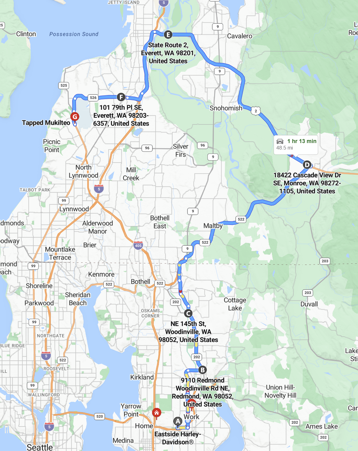 June 28 Ride Map